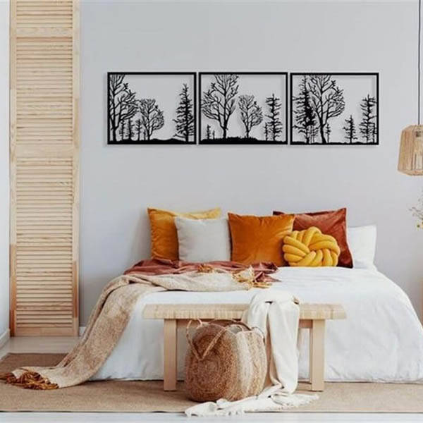 3 Lü Ağaç Metal Duvar Dekoru - 4