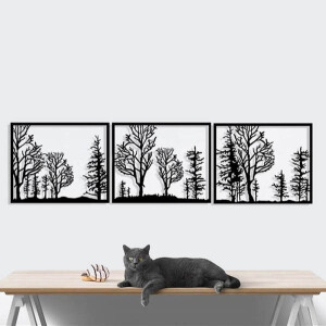 3 Lü Ağaç Metal Duvar Dekoru - TepeHome