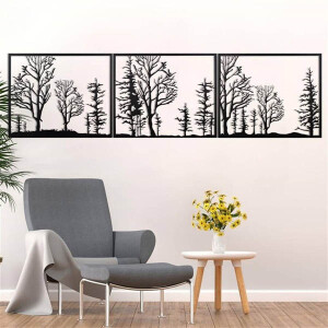 3 Lü Ağaç Metal Duvar Dekoru - TepeHome (1)