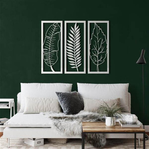 3 Lü Yaprak Metal Duvar Dekoru - 1