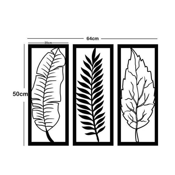 3 Lü Yaprak Metal Duvar Dekoru - 2