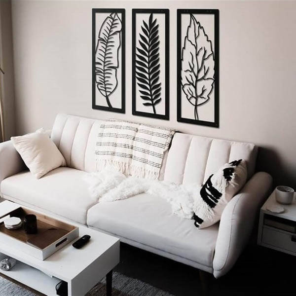 3 Lü Yaprak Metal Duvar Dekoru - 3