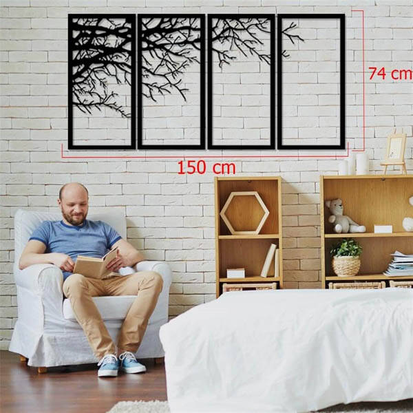 4 Lü Dal Metal Duvar Dekoru - 6