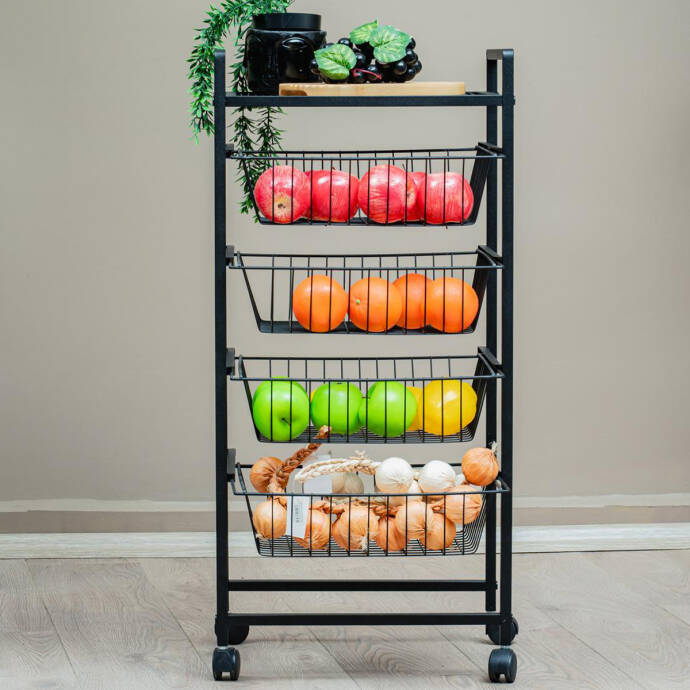 4 Raflı Tekerlekli Sebzelik - 3