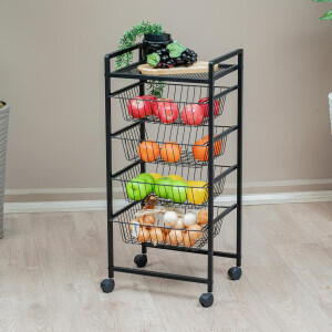 4 Raflı Tekerlekli Sebzelik - TepeHome (1)