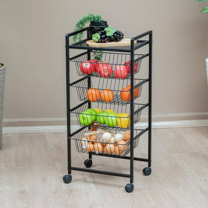 4 Raflı Tekerlekli Sebzelik - 2