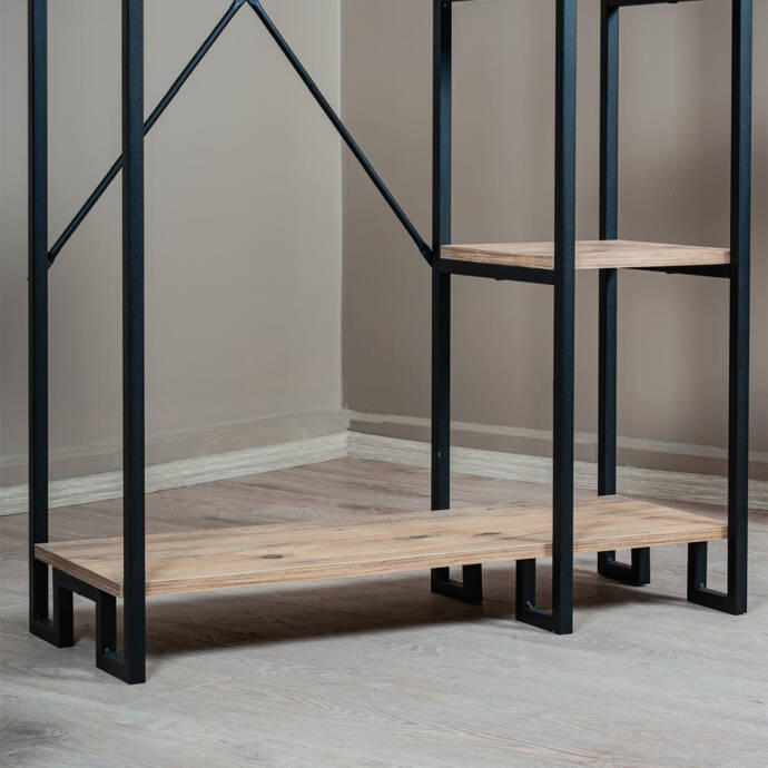 Ahşap Raflı Metal Askılık - 4