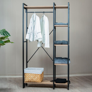 Ahşap Raflı Metal Askılık - 6