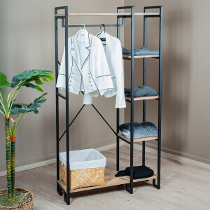 Ahşap Raflı Metal Askılık - TepeHome (1)