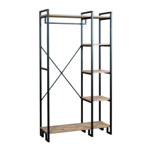 Ahşap Raflı Metal Askılık - TepeHome