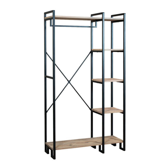 Ahşap Raflı Metal Askılık - 1