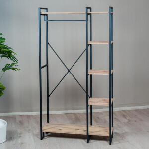 Ahşap Raflı Metal Askılık - 7