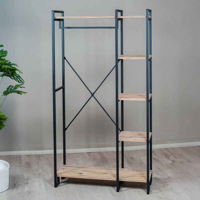 Ahşap Raflı Metal Askılık - 7