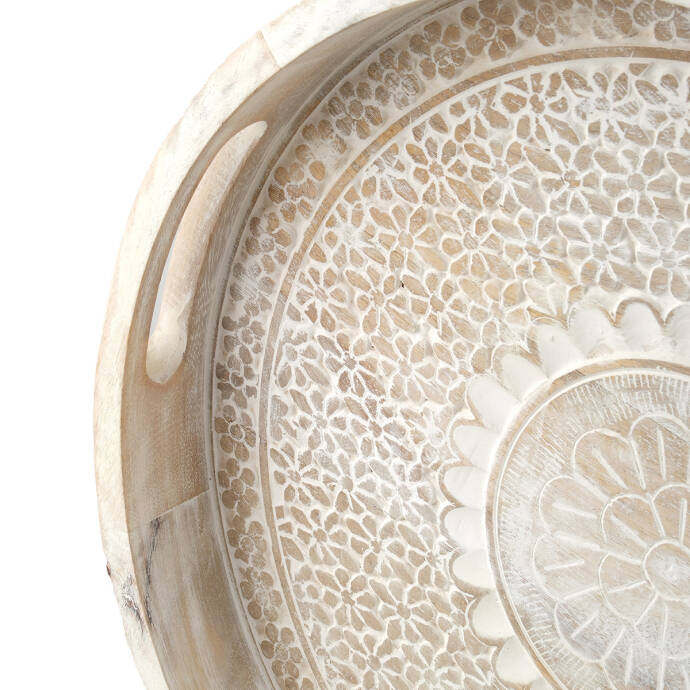 Baskılı Natural Yuvarlak Tepsi Büyük - 4