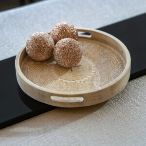 Baskılı Natural Yuvarlak Tepsi Büyük - TepeHome (1)