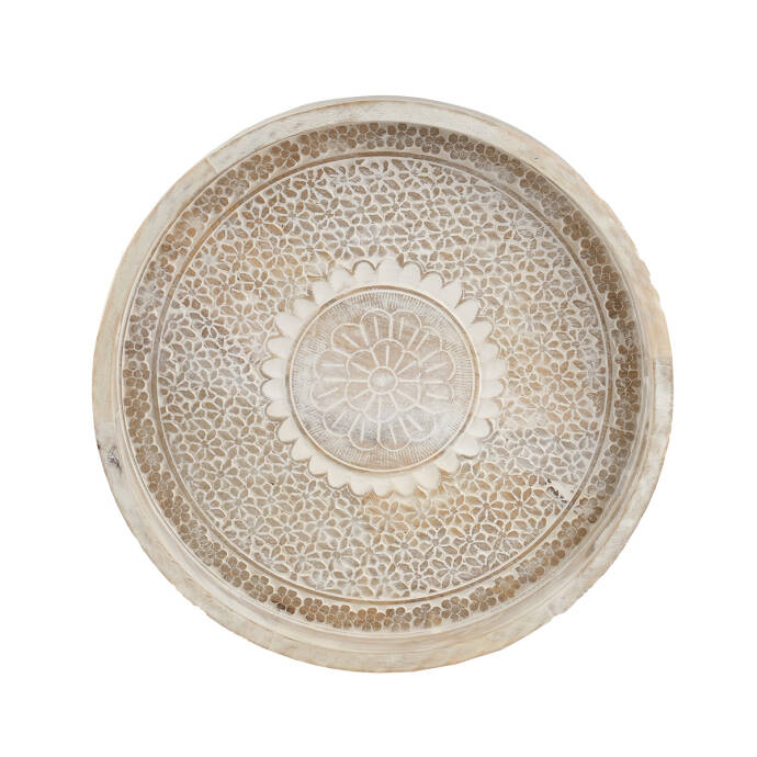 Baskılı Natural Yuvarlak Tepsi Küçük - 2