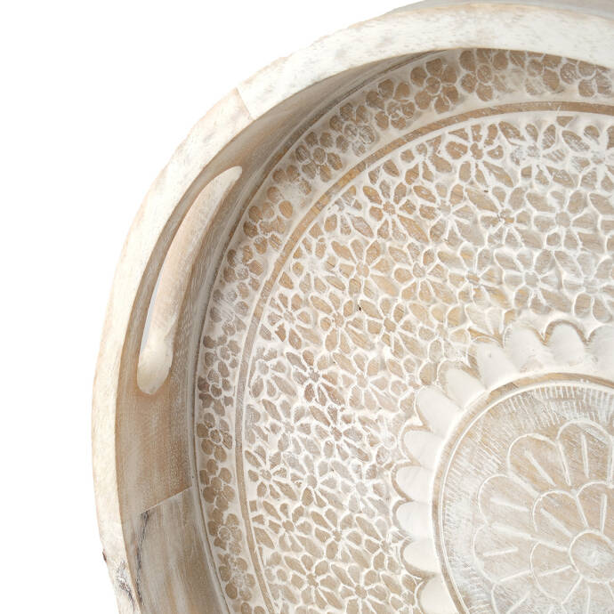 Baskılı Natural Yuvarlak Tepsi Küçük - 3