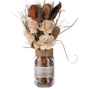 Cam Saksıda Kuru Çiçek Buketi - TepeHome