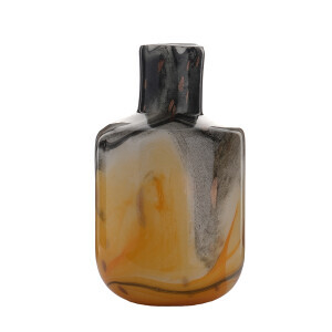 Cam Vazo Desenli Açık Bej 16X16X28 Cm - TepeHome