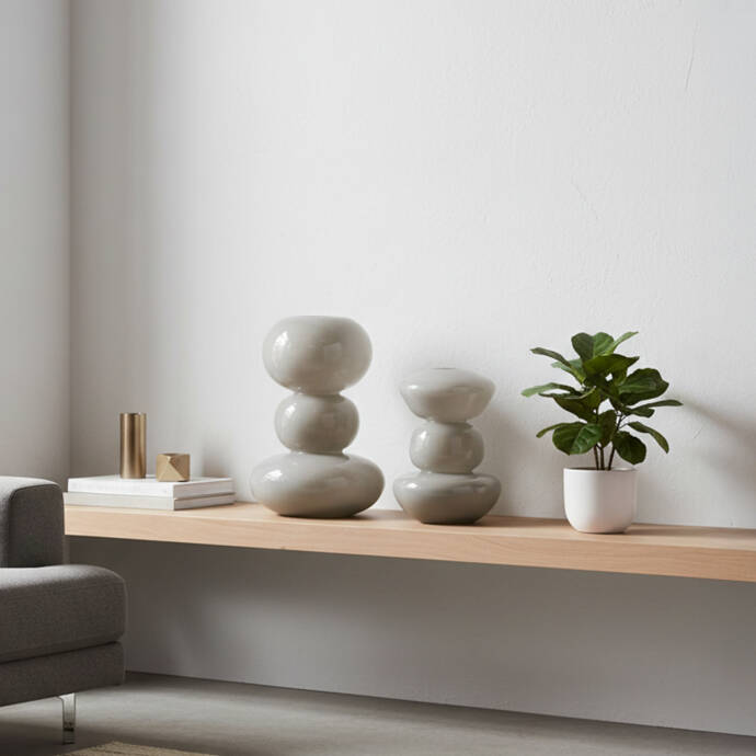 Cam Vazo Üç Katmalı Dekoratif Obje Küçük - 2