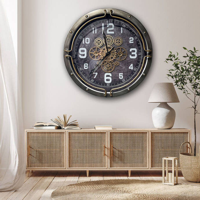 Çarklı  Metal Duvar Saati CM24124 - 2