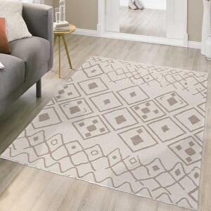 Casa Cotton Krem Vizon Halı 21645A - TepeHome (1)