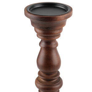 Dark Walnut Ahşap Dekoratif Şamdan - 3