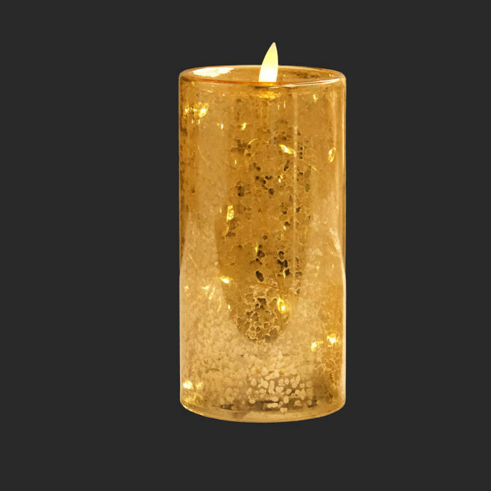 Dekoratif Mum Cam Ledli Silindir Büyük - 2