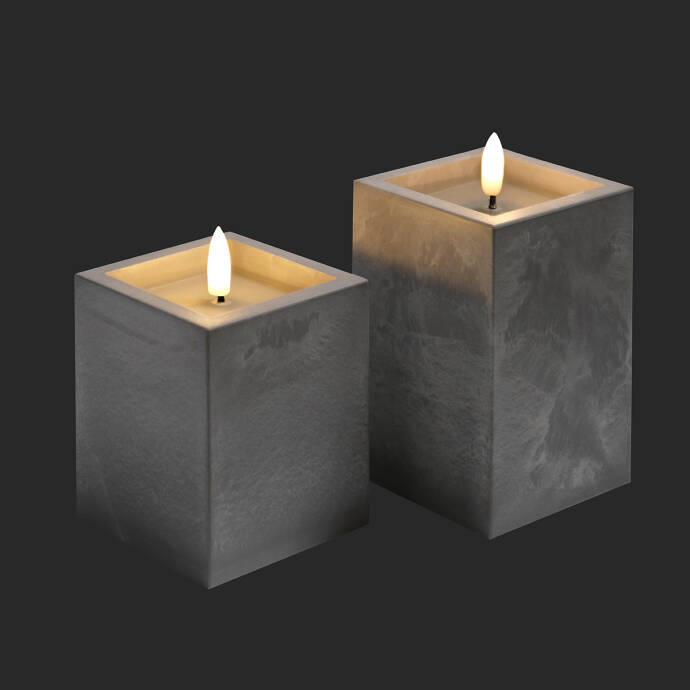 Dekoratif Mum Ledli Gri Beton Efekt Byk - 4