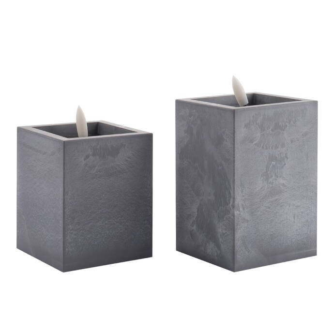 Dekoratif Mum Ledli Gri Beton Efekt Kçk - 3