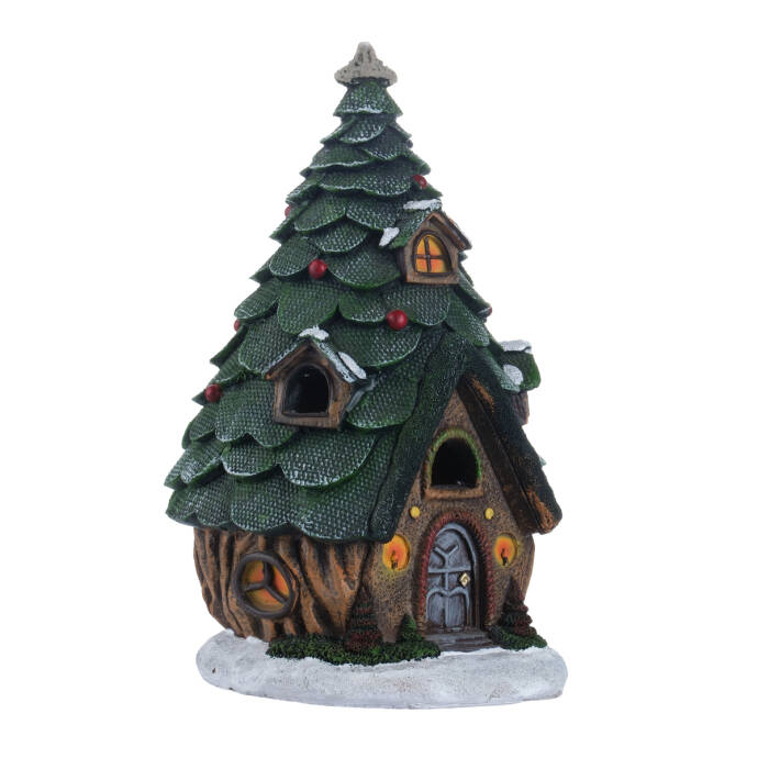 Dekoratif Yeşil Yılbaşı Ağaç Evi Figürü - 1