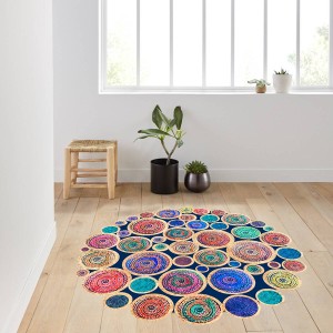 Dij. Baskı Deri Yuvarlak Halı - TepeHome