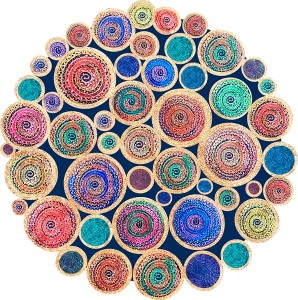 Dij. Baskı Deri Yuvarlak Halı - TepeHome (1)