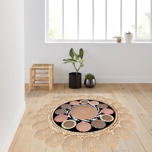 Dij. Baskı Deri Yuvarlak Halı - TepeHome