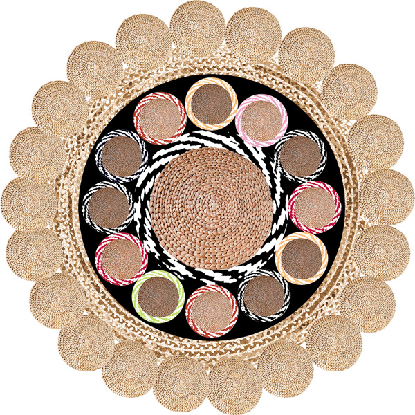 Dij. Baskı Deri Yuvarlak Halı - 2