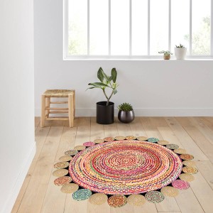 Dij. Baskı Deri Yuvarlak Halı - TepeHome