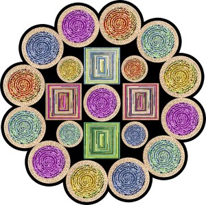 Dij. Baskı Deri Yuvarlak Halı - TepeHome (1)