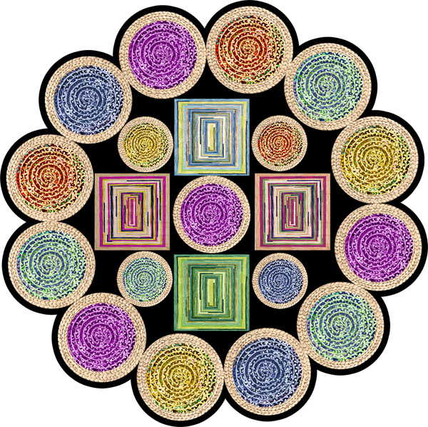 Dij. Baskı Deri Yuvarlak Halı - 2