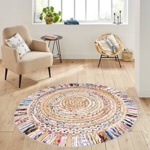 Dij. Baskı Deri Yuvarlak Halı - TepeHome