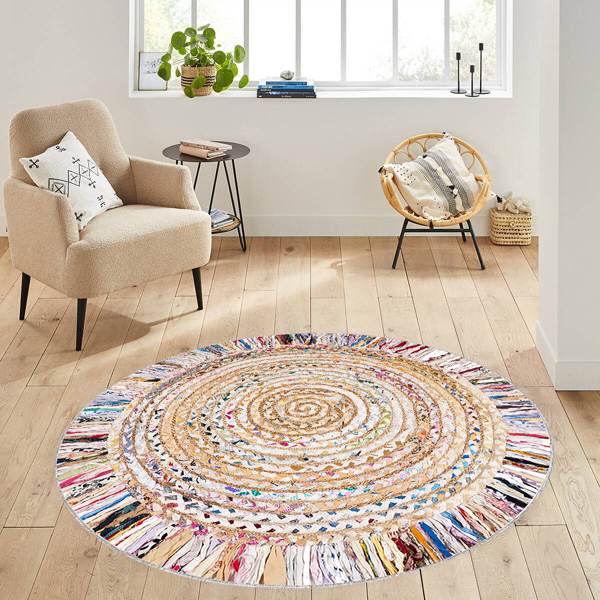 Dij. Baskı Deri Yuvarlak Halı - 1