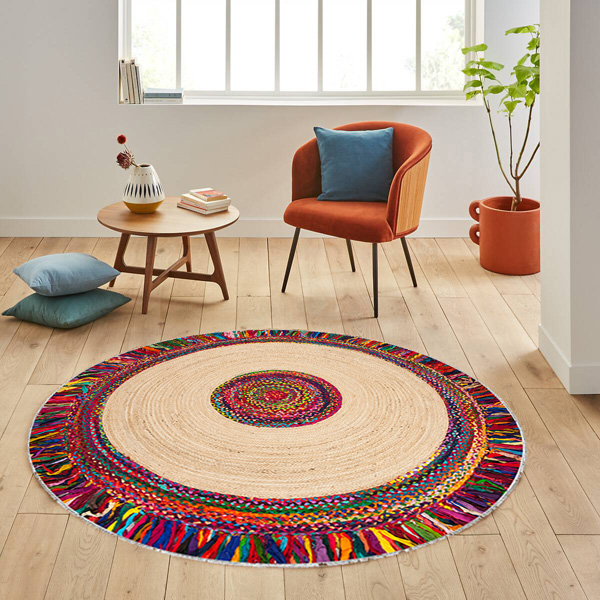 Dij. Baskı Deri Yuvarlak Halı - 1