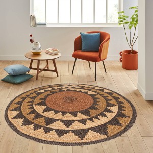 Dij. Baskı Deri Yuvarlak Halı - TepeHome