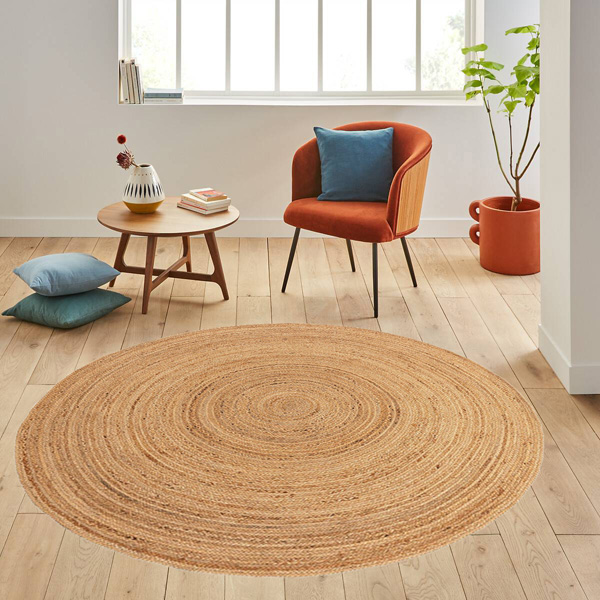 Dij. Baskı Deri Yuvarlak Halı - 1