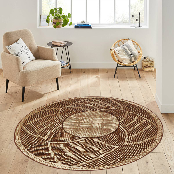 Dij. Baskı Deri Yuvarlak Halı - 1