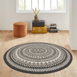 Dij. Baskı Deri Yuvarlak Halı - TepeHome