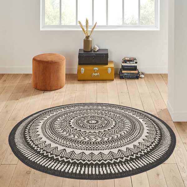 Dij. Baskı Deri Yuvarlak Halı - 1