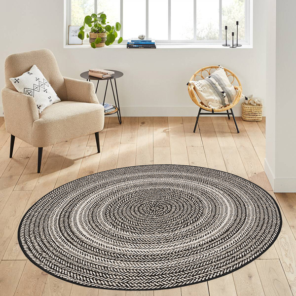 Dij. Baskı Deri Yuvarlak Halı - 1