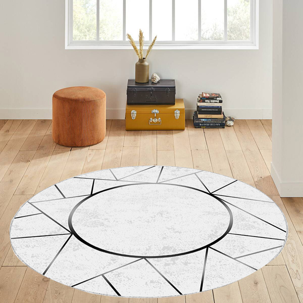 Dij. Baskı Deri Yuvarlak Halı - 1