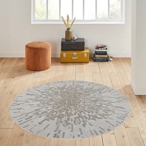 Dij. Baskı Deri Yuvarlak Halı - TepeHome