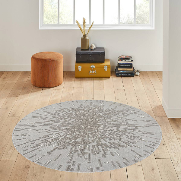 Dij. Baskı Deri Yuvarlak Halı - 1